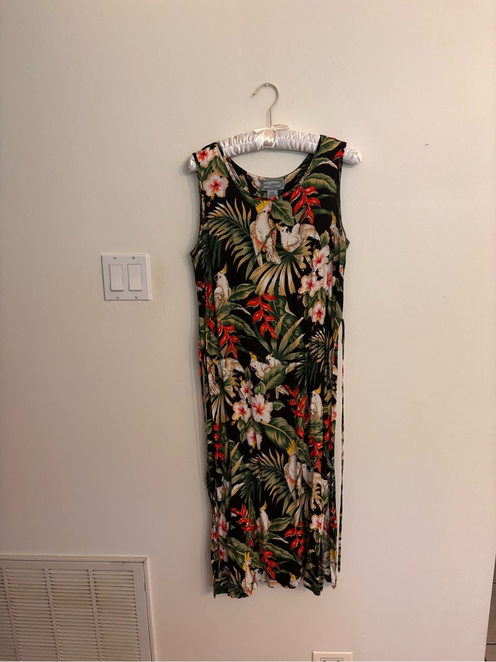 Jane Ashley Black vintage Tropical Floral Maxi Dress